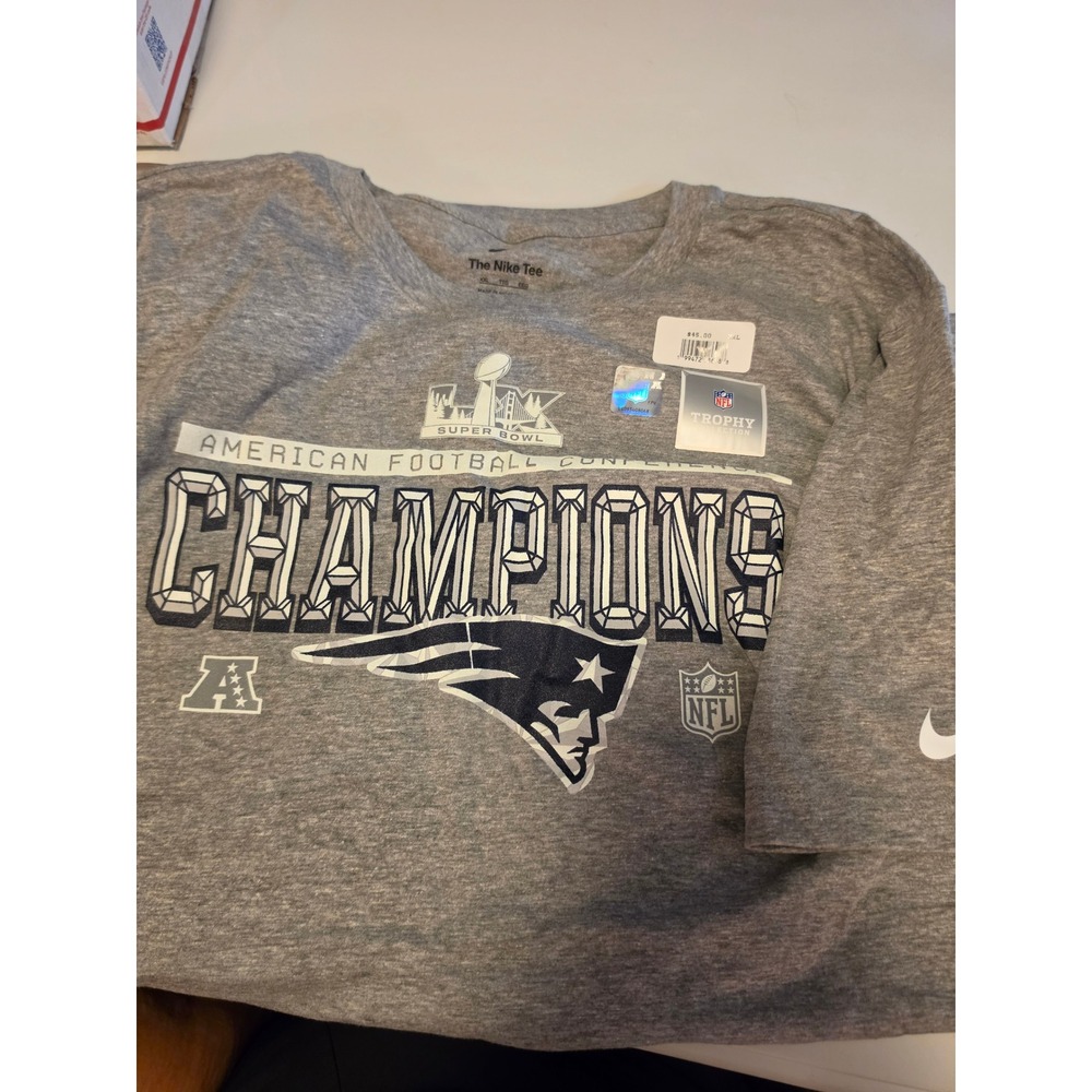 Nike New England Patriots Super Bowl LIII AFC Champions Tee Gray XXL NWT